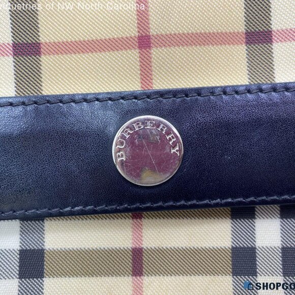 Burberry London Women´s NovaCheck Pattern Coated Canvas Beige  Handbag - Picture 12 of 16